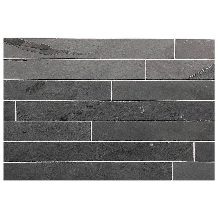 Brazilian Black Riven Slate Cladding Strips
