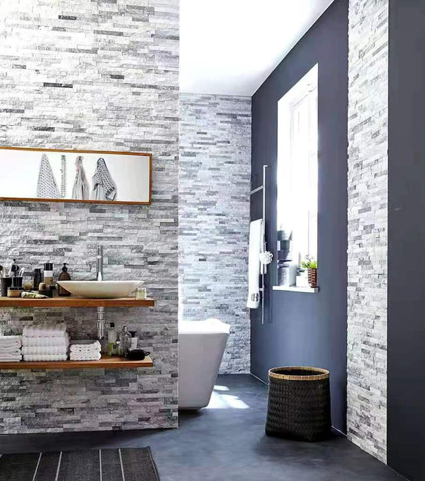 Silver Grey Quartz Split Face Tiles